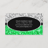 Glitz Mix "Silver" Groen zwart ovaal visitekaartje (Achterkant)