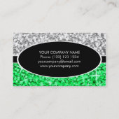 Glitz Mix "Silver" Groen zwart ovaal visitekaartje (Achterkant)
