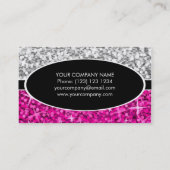 Glitz Mix "Silver" Roze, ovaal visitekaartje (Achterkant)