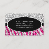 Glitz Mix "Silver" Zebra Roze zwarte ovaal Visitekaartje (Achterkant)