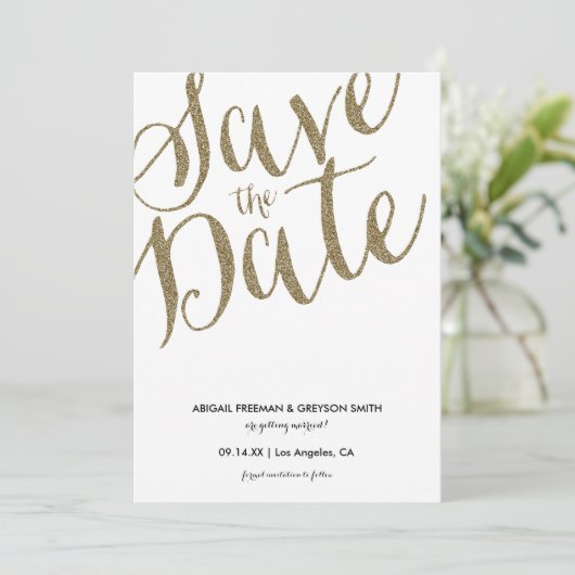 Glitz nep glinsterende Save The Date-aankondigings Save The Date (Staand voorkant)