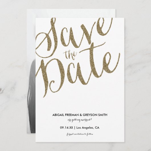 Glitz nep glinsterende Save The Date-aankondigings Save The Date (Voorkant / Achterkant)