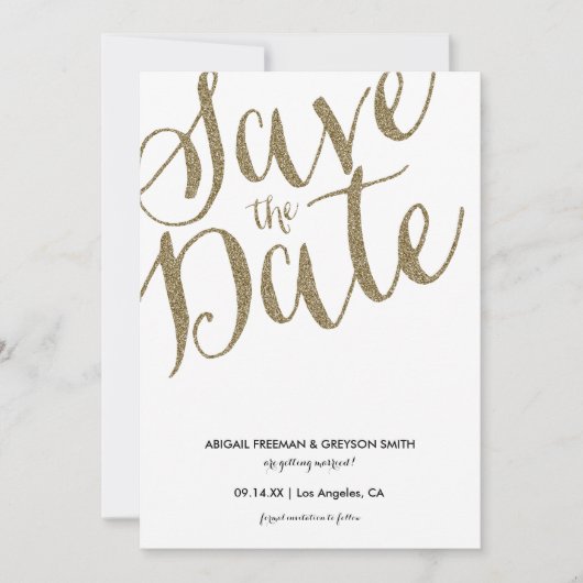 Glitz Nep Glitter Save The Date Aankondigingskaart (Voorkant)