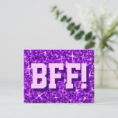 Glitz Paars 'BFF'! briefkaart (Staand voorkant)