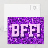 Glitz Paars 'BFF'! briefkaart (Voorkant / Achterkant)