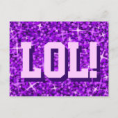 Glitz Paars "LOL!" briefkaart (Voorkant)