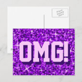 Glitz Paars "OMG!" briefkaart (Voorkant / Achterkant)
