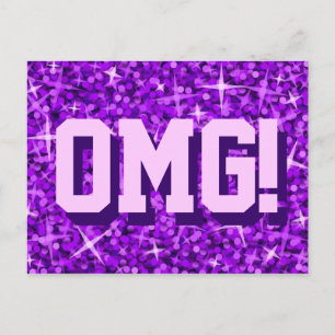 Glitz Paars "OMG!" briefkaart