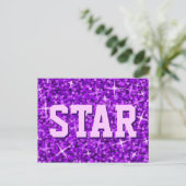Glitz Paars "STAR"-briefkaart Briefkaart (Staand voorkant)