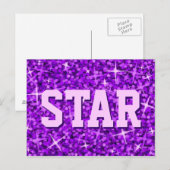 Glitz Paars "STAR"-briefkaart Briefkaart (Voorkant / Achterkant)