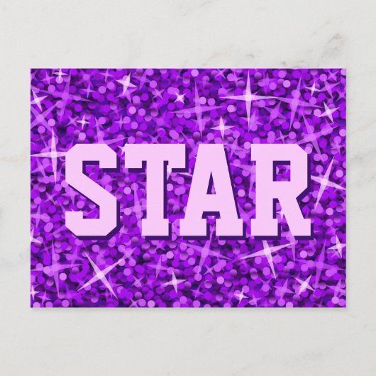 Glitz Paars "STAR"-briefkaart Briefkaart (Voorkant)