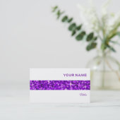 Glitz Paars stripe visitekaartje wit (Staand voorkant)