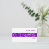 Glitz Paars stripe visitekaartje wit (Staand voorkant)