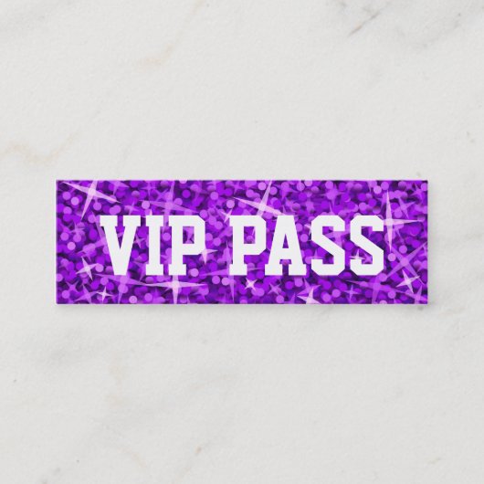 Glitz Paars 'VIP PASS' visitekaartje skinny (Voorkant)