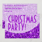 Glitz Paarse kromme kerstfeest-uitnodiging Kaart (Voorkant / Achterkant)