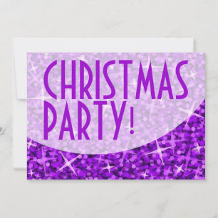 Glitz Paarse kromme kerstfeest-uitnodiging Kaart