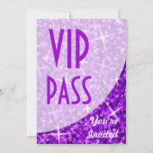 Glitz Paarse kromme "VIP-pas"-uitnodiging Kaart (Voorkant)