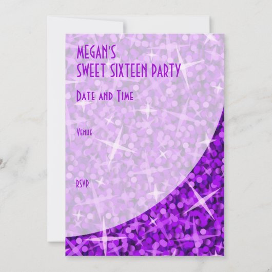 Glitz Paarse kromme "VIP-pas"-uitnodiging Kaart (Achterkant)