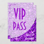 Glitz Paarse kromme "VIP-pas"-uitnodiging Kaart (Voorkant / Achterkant)