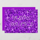 Glitz Paarse lila tekst "Je bent uitgenodigd" Kaart (Voorkant / Achterkant)