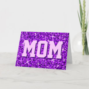 Glitz Paarse 'MOM' 'Happy Moederdag' kaart