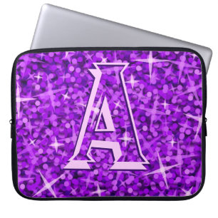 Glitz Paarse 'monogram' laptophoes van 15 inch Laptop Sleeve