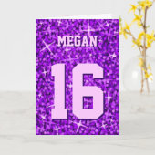 Glitz Paarse 'Name and Age' Happy Birthday-kaart Kaart (Gele Bloem)
