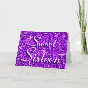 Glitz Paarse "Sweet Sixteen" "Happy Birthday"-kaar Bedankkaart