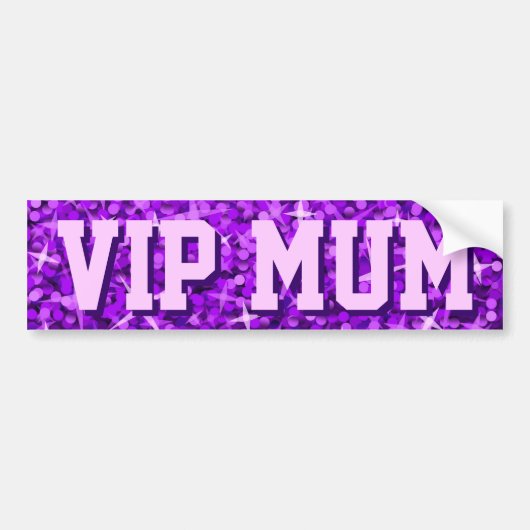 Glitz Paarse "VIP MUM"-bumpersticker Bumpersticker (Voorkant)