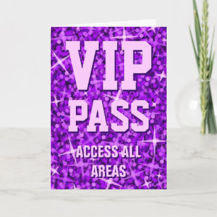 Glitz Paarse 'VIP Pass' Valentijnsdag kaart