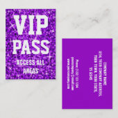 Glitz Paarse visitekaartje "VIP PASS"-chubby (Voorkant / Achterkant)