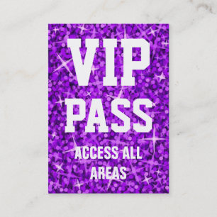 Glitz Paarse visitekaartje "VIP PASS"-chubby