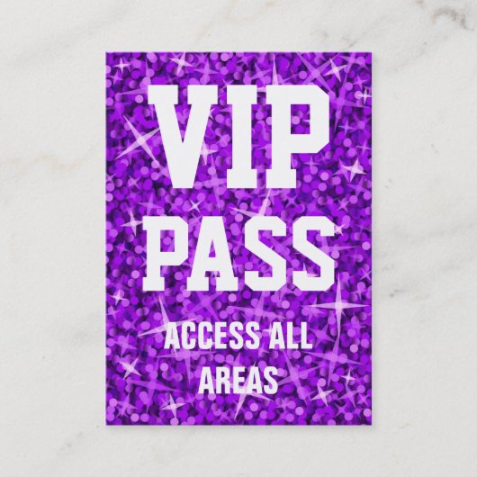 Glitz Paarse visitekaartje "VIP PASS"-chubby (Voorkant)