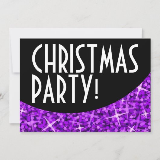 Glitz Paarse zwarte kromme "kerstfeest" Kaart (Voorkant)