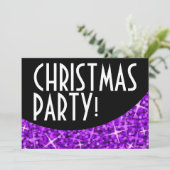 Glitz Paarse zwarte kromme "kerstfeest" Kaart (Staand voorkant)