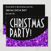 Glitz Paarse zwarte kromme "kerstfeest" Kaart (Voorkant / Achterkant)