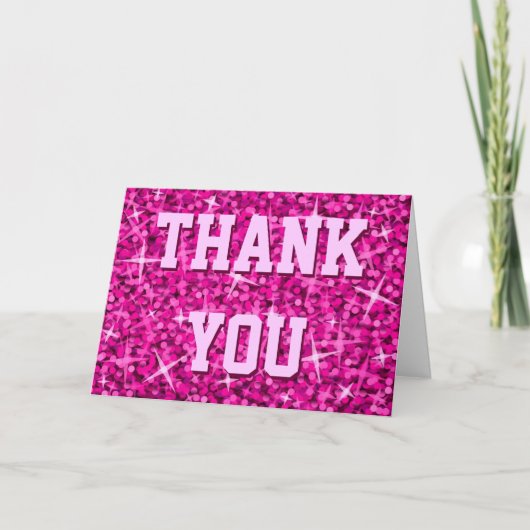 Glitz Pink "Bedankt" voor de Jouw tekst Bedankkaart (Voorkant)