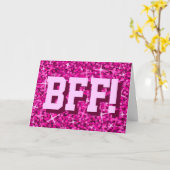 Glitz Pink "BFF!" "Jouw tekst"-wenskaart Kaart (Gele Bloem)