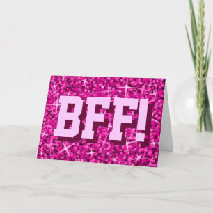 Glitz Pink "BFF!" "Jouw tekst"-wenskaart Kaart