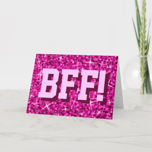 Glitz Pink "BFF!" "Jouw tekst"-wenskaart Kaart (Voorkant)