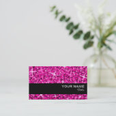 Glitz Pink Black stripe-template voor visitekaartj Visitekaartje (Staand voorkant)