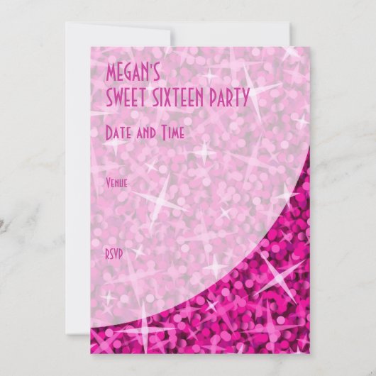 Glitz Pink-curve "VIP-pas"-uitnodiging Kaart (Achterkant)