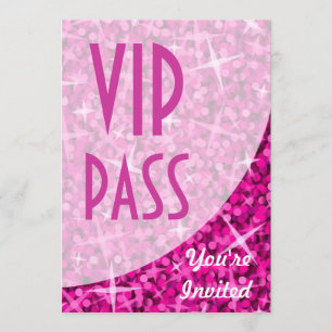 Glitz Pink-curve "VIP-pas"-uitnodiging Kaart
