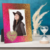 Glitz Pink & Gold Sweet 16 Foto Plaque Fotoplaat (Zijkant)