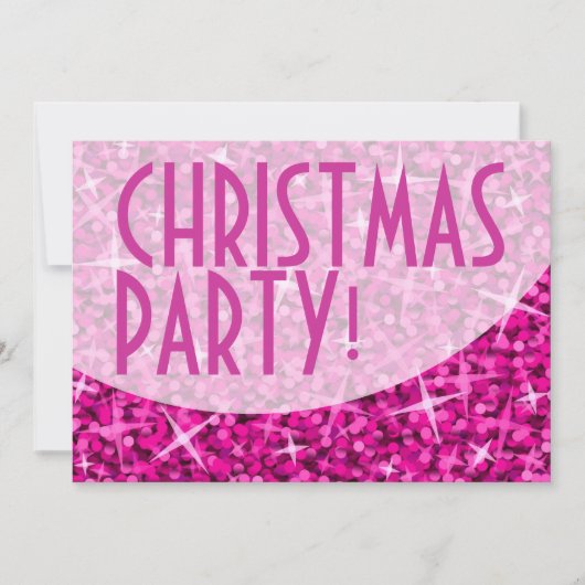 Glitz Pink-kromme "kerstfeest"-uitnodiging Kaart (Voorkant)