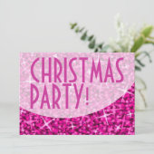 Glitz Pink-kromme "kerstfeest"-uitnodiging Kaart (Staand voorkant)