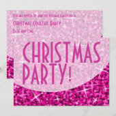 Glitz Pink-kromme "kerstfeest"-uitnodiging Kaart (Voorkant / Achterkant)