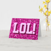 Glitz Pink 'LOL!' 'Jouw tekst' wenskaart Kaart (Gele Bloem)