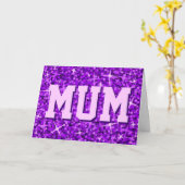 Glitz Pink "MUM" Happy Moederdag kaart (Gele Bloem)