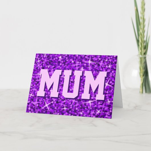 Glitz Pink "MUM" Happy Moederdag kaart (Voorkant)
